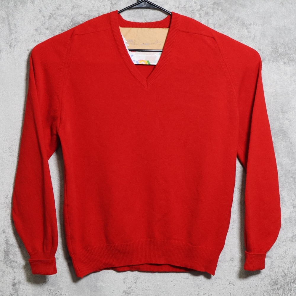 Vintage Pendleton Sweater Mens XL Red V-Neck Pullover Lambswool Made In USA